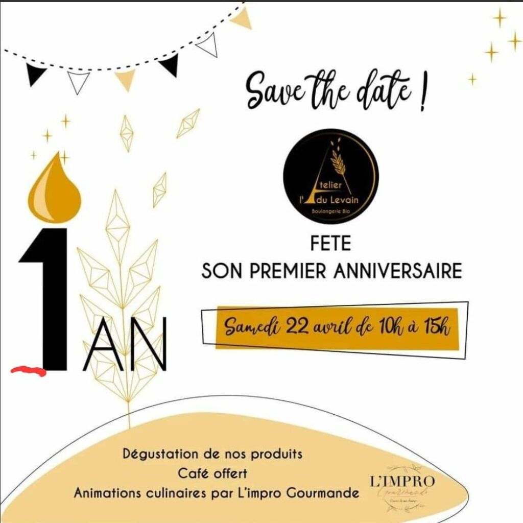 Infos anniversaire L’Atelier du Levain